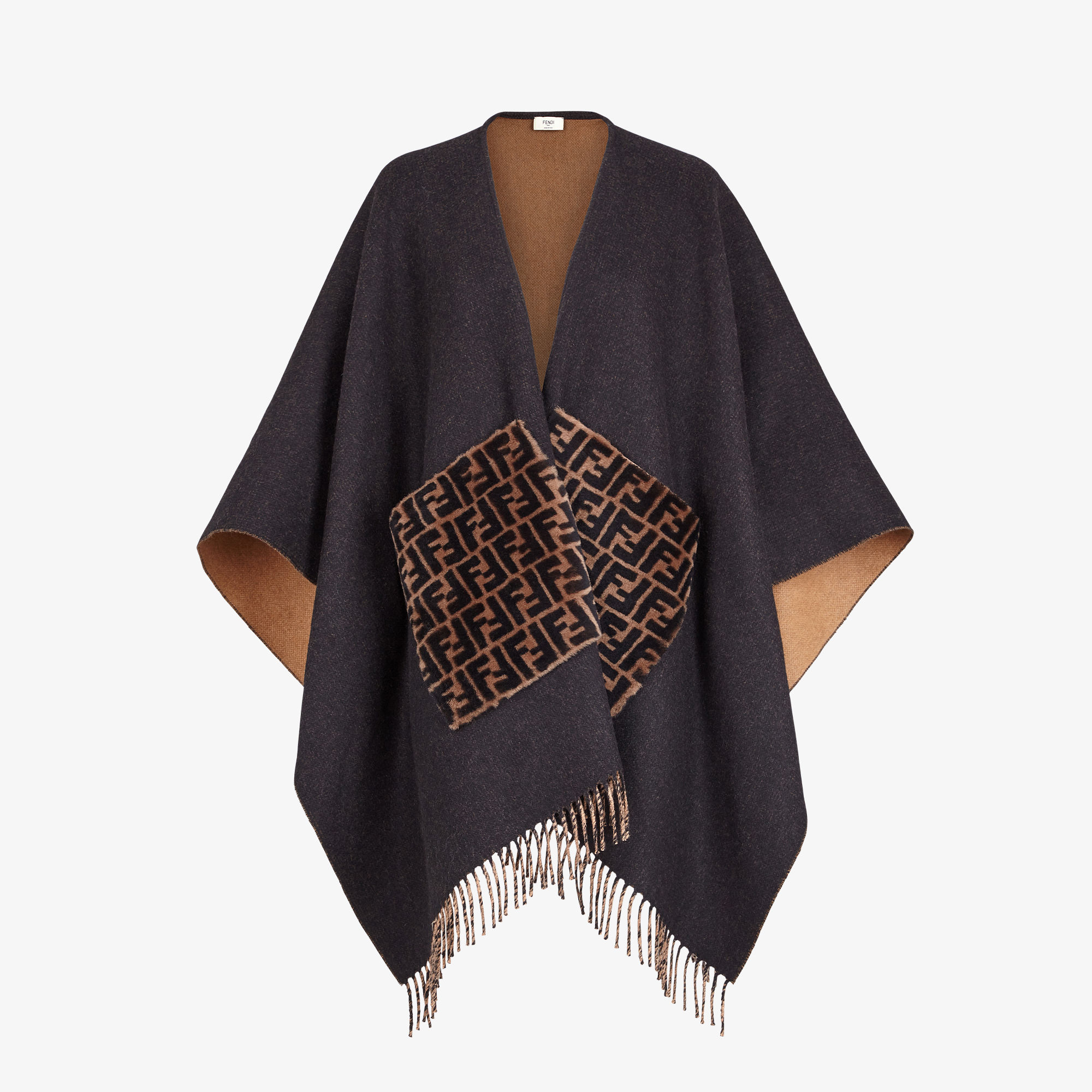 fendi black and white poncho