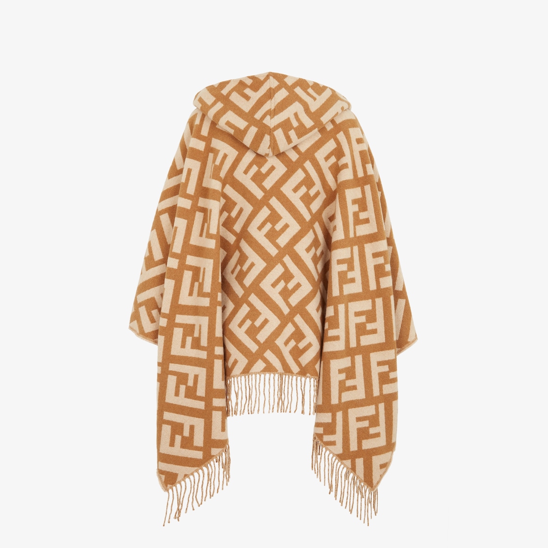 FF Poncho - Caramel-colored cashmere poncho | Fendi