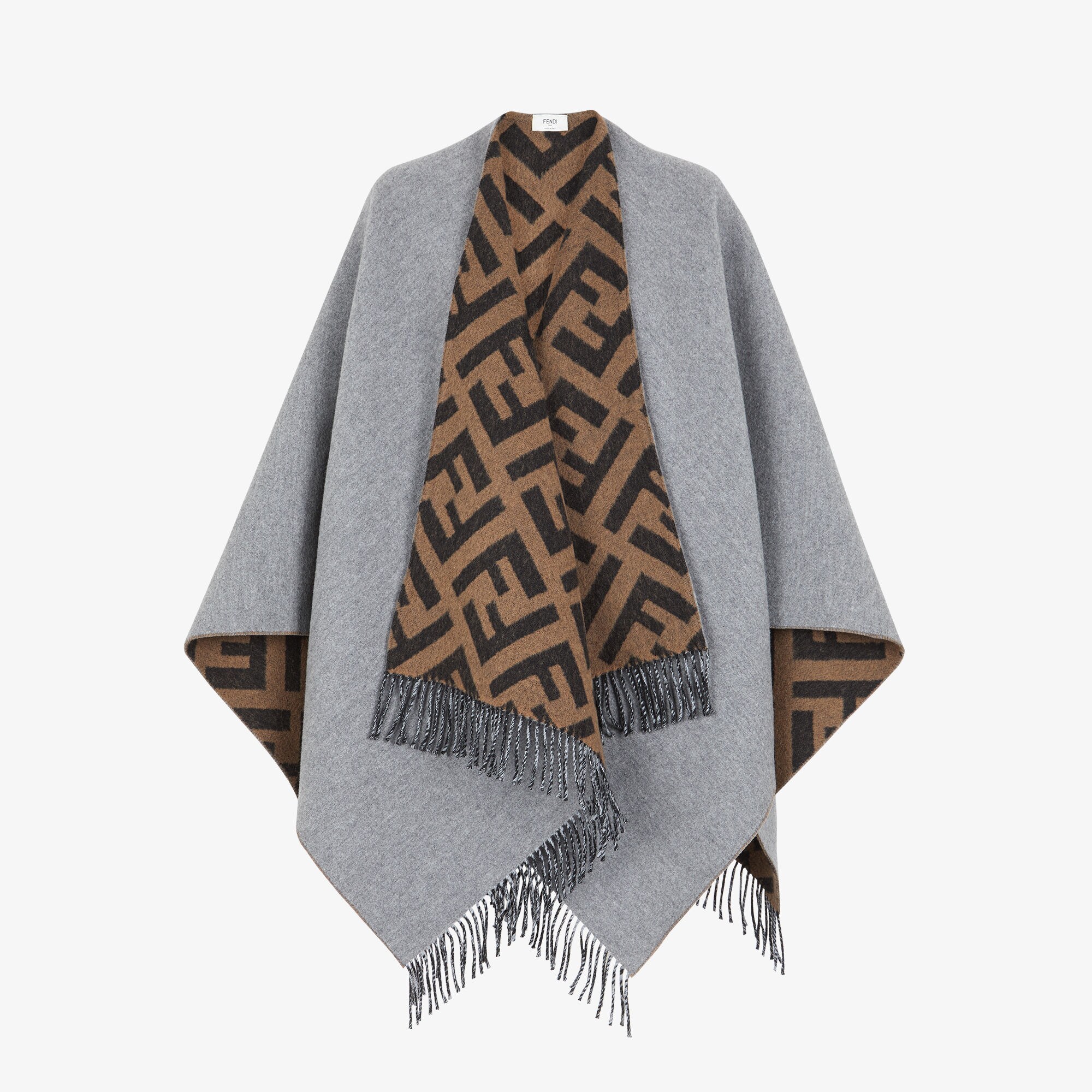 FENDI FF-logo Print Poncho | Brown | FARFETCH