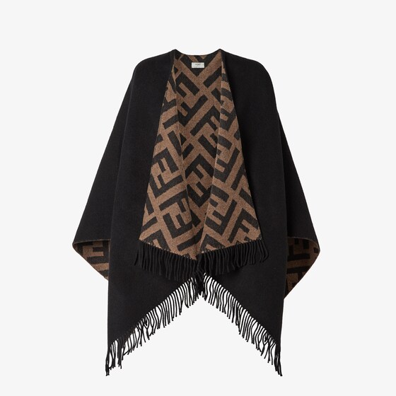 Fendi Wool And Cashmere Poncho In Black