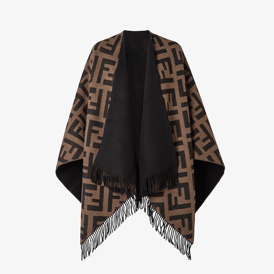 Fendi Large wraparound reversible poncho made from cashmere | Thumbnail 4