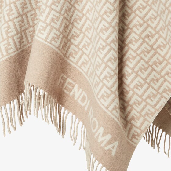 Fendi Poncho made of wool and cashmere with an all-over ivory | Thumbnail 3