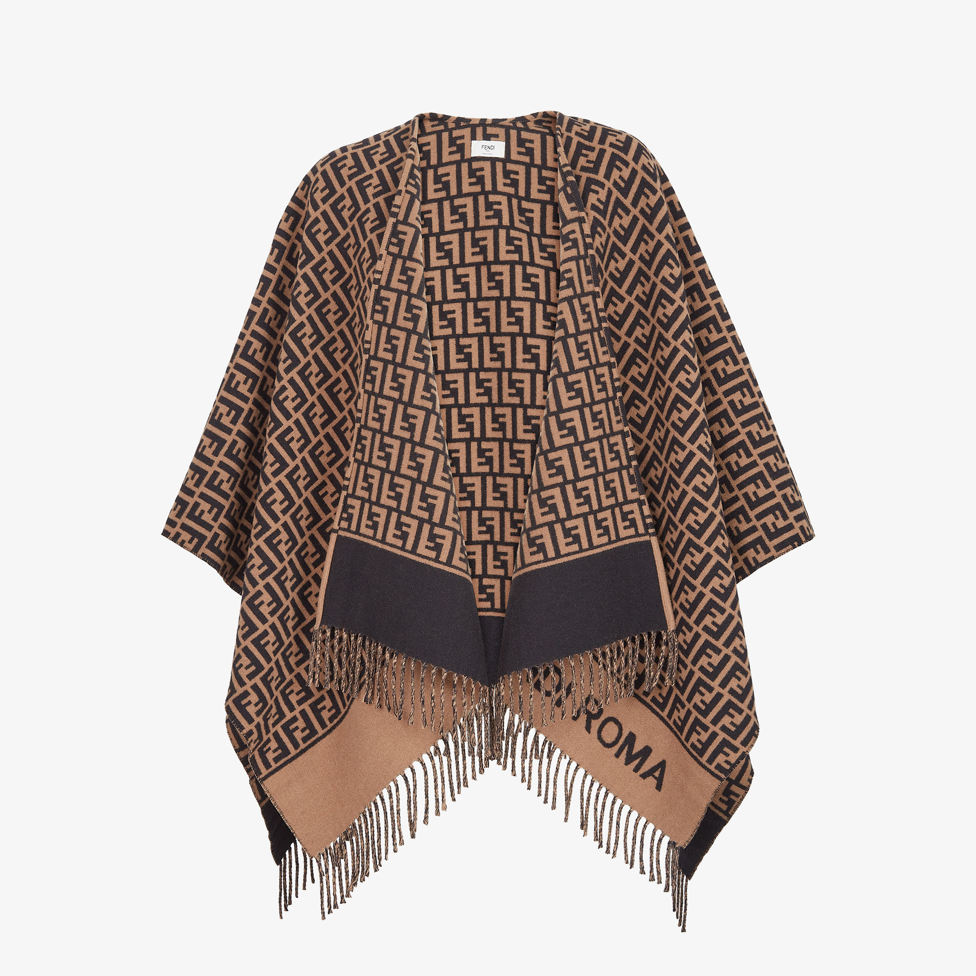 Poncho - Brown wool and cashmere poncho | Fendi