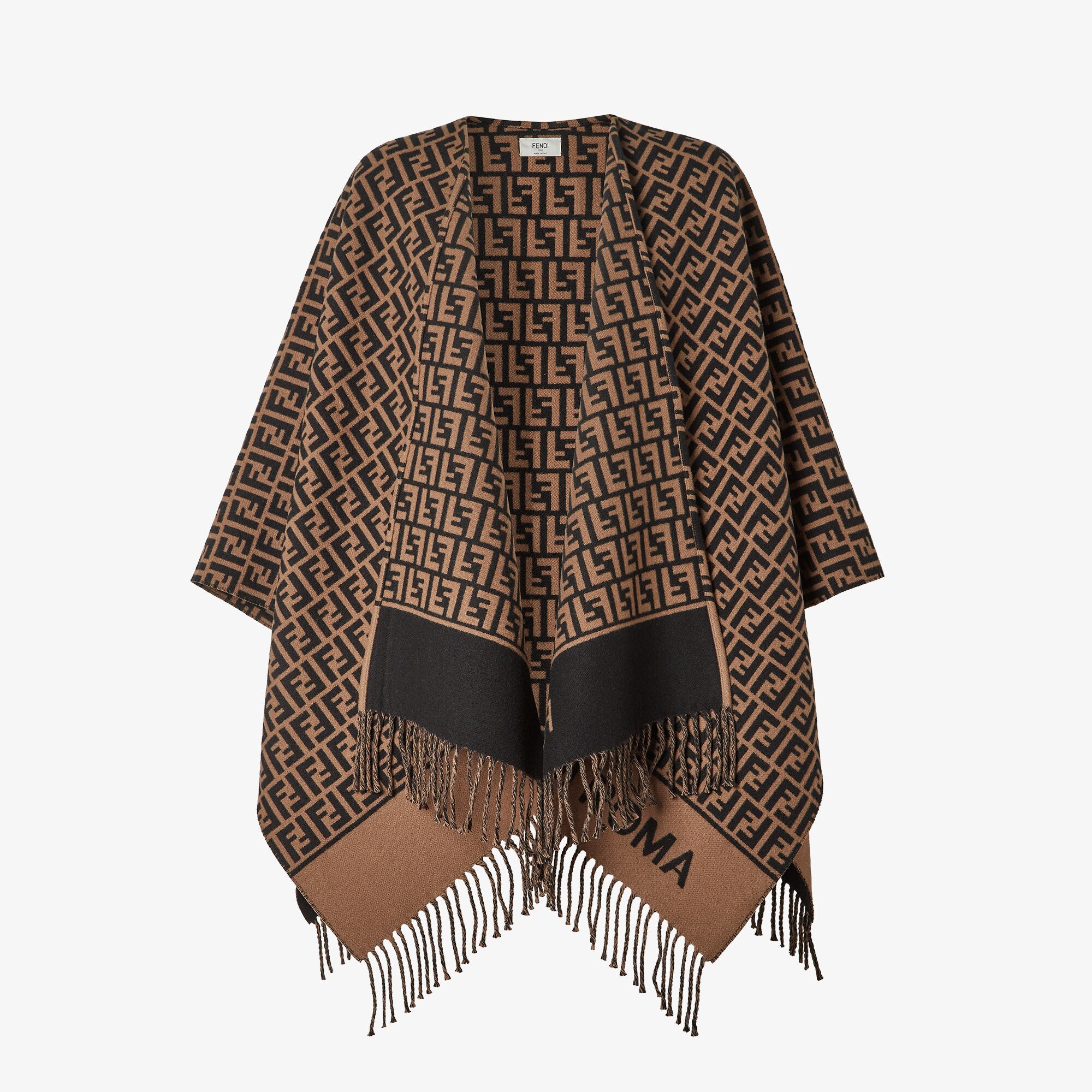 関税送料込★FENDI★FFモチーフ カシミア ポンチョ★BROWN ポンチョ ウール ブラウン | Fendi
