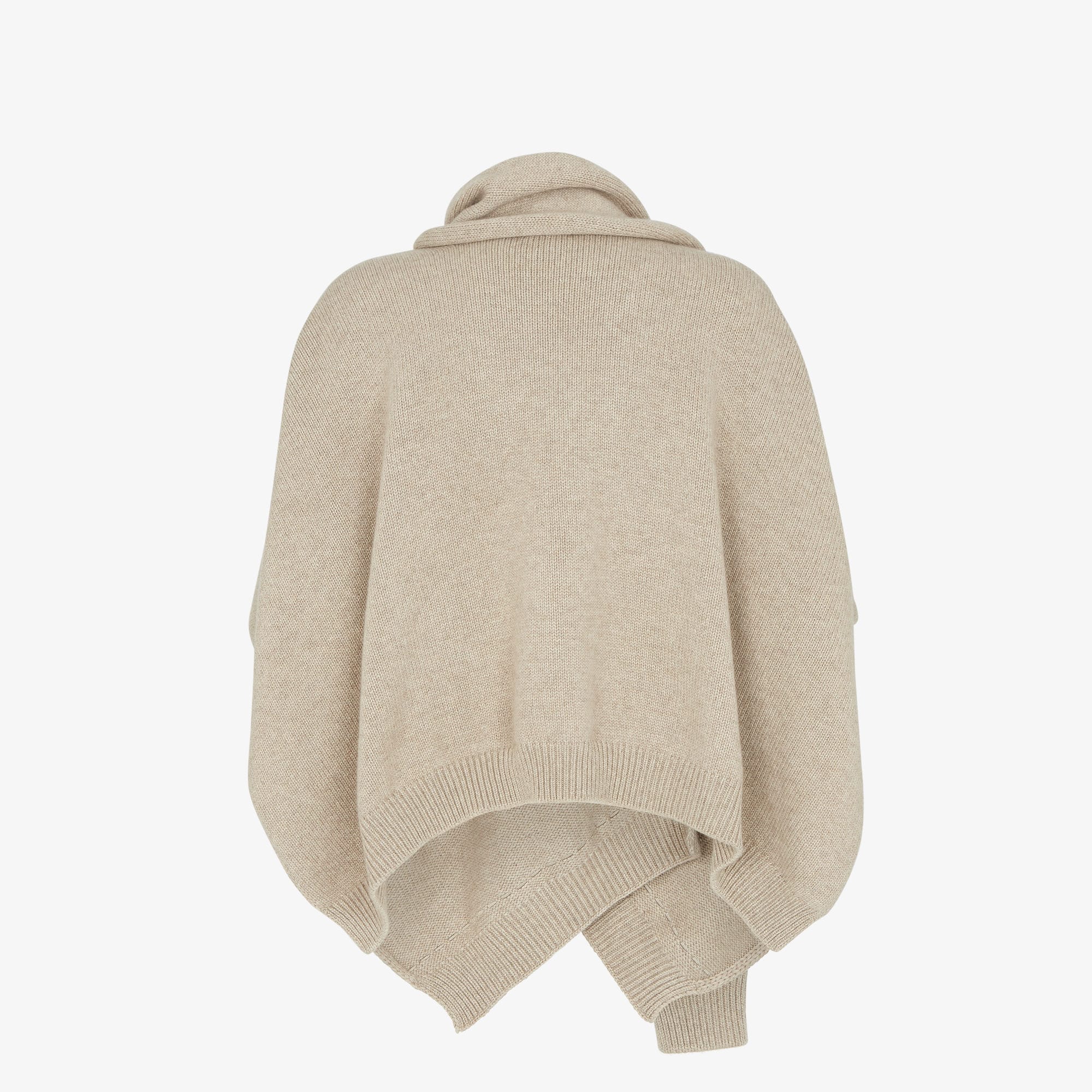 コート FENDI Wool and cashmere poncho with leather profiles FENDI Jacquard Cashmere Poncho | Brown | FARFETCH