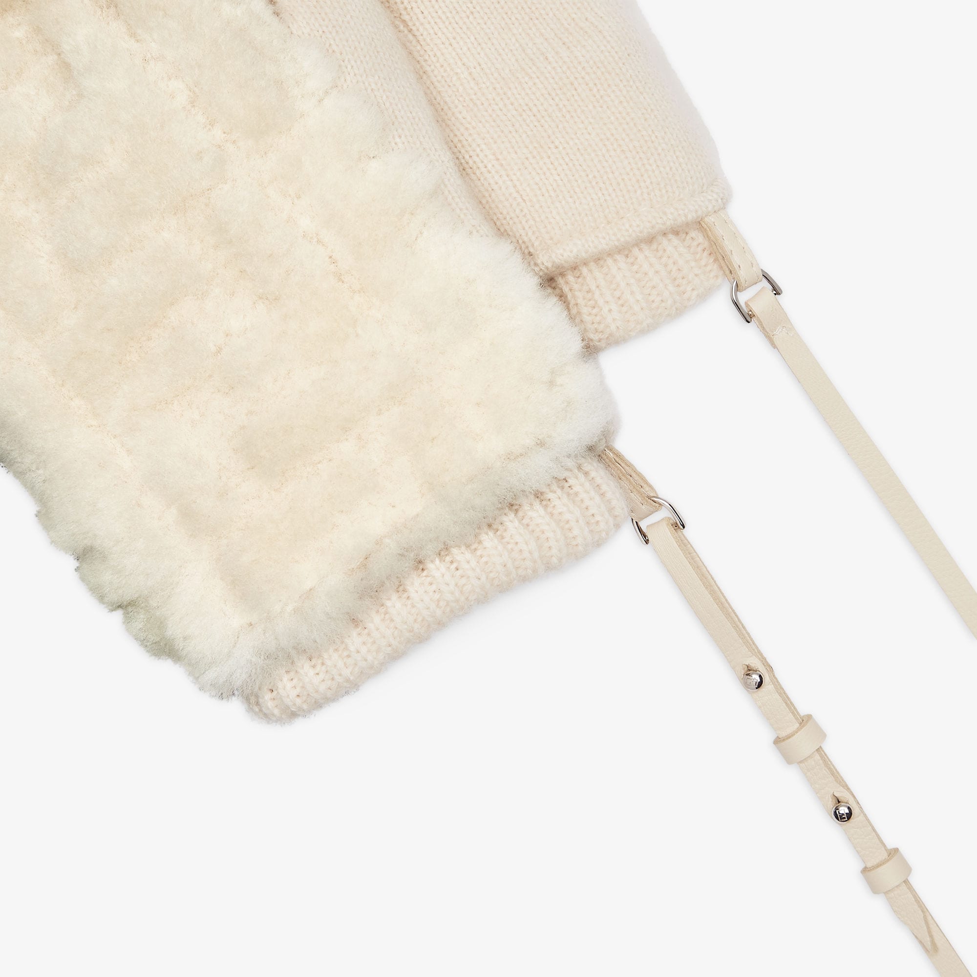 FENDI ホワイト 手袋 カシミヤ・シープスキン FENDI ホワイト 手袋 カシミヤ・シープスキン