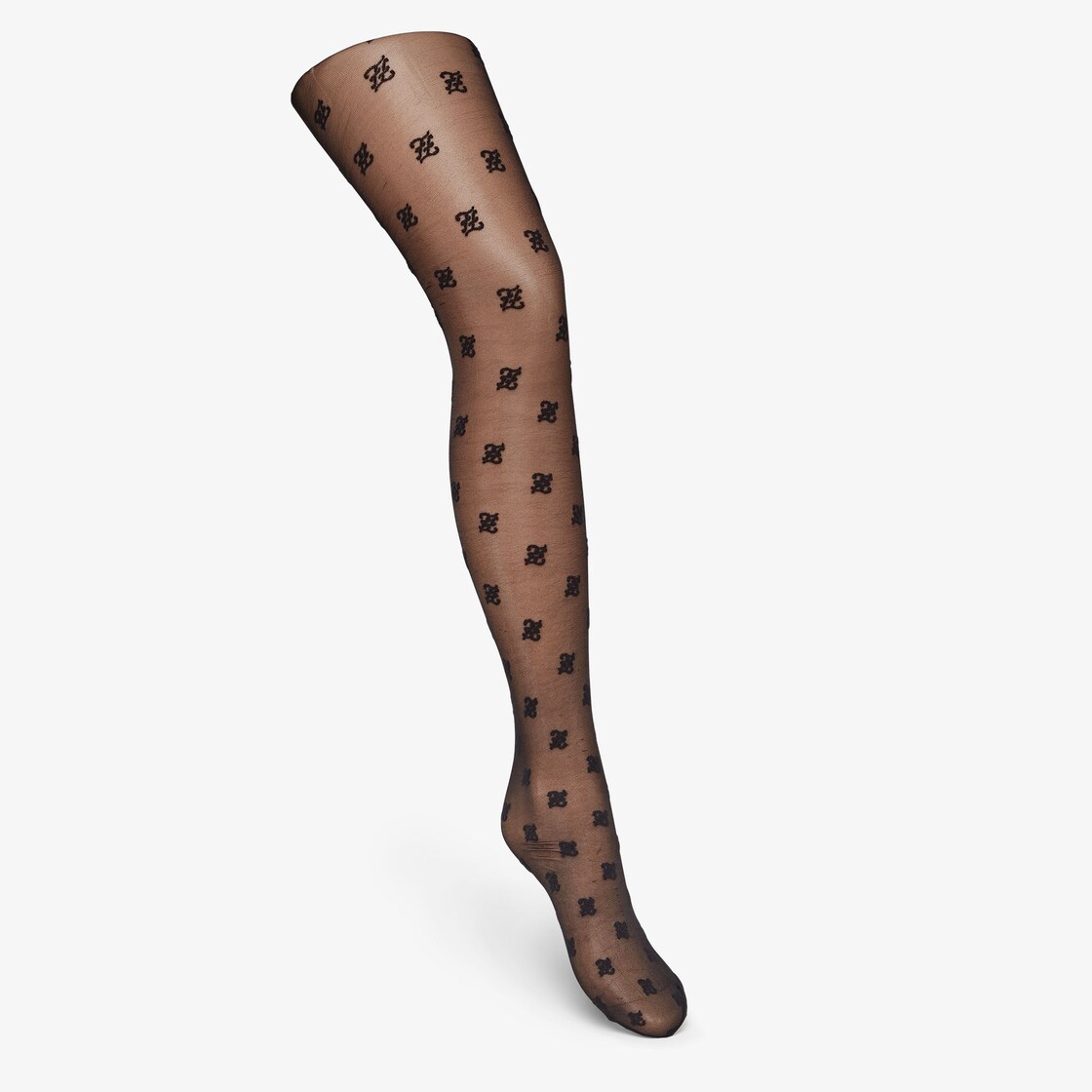 Fendi Logo Print Nylon Tights in Black