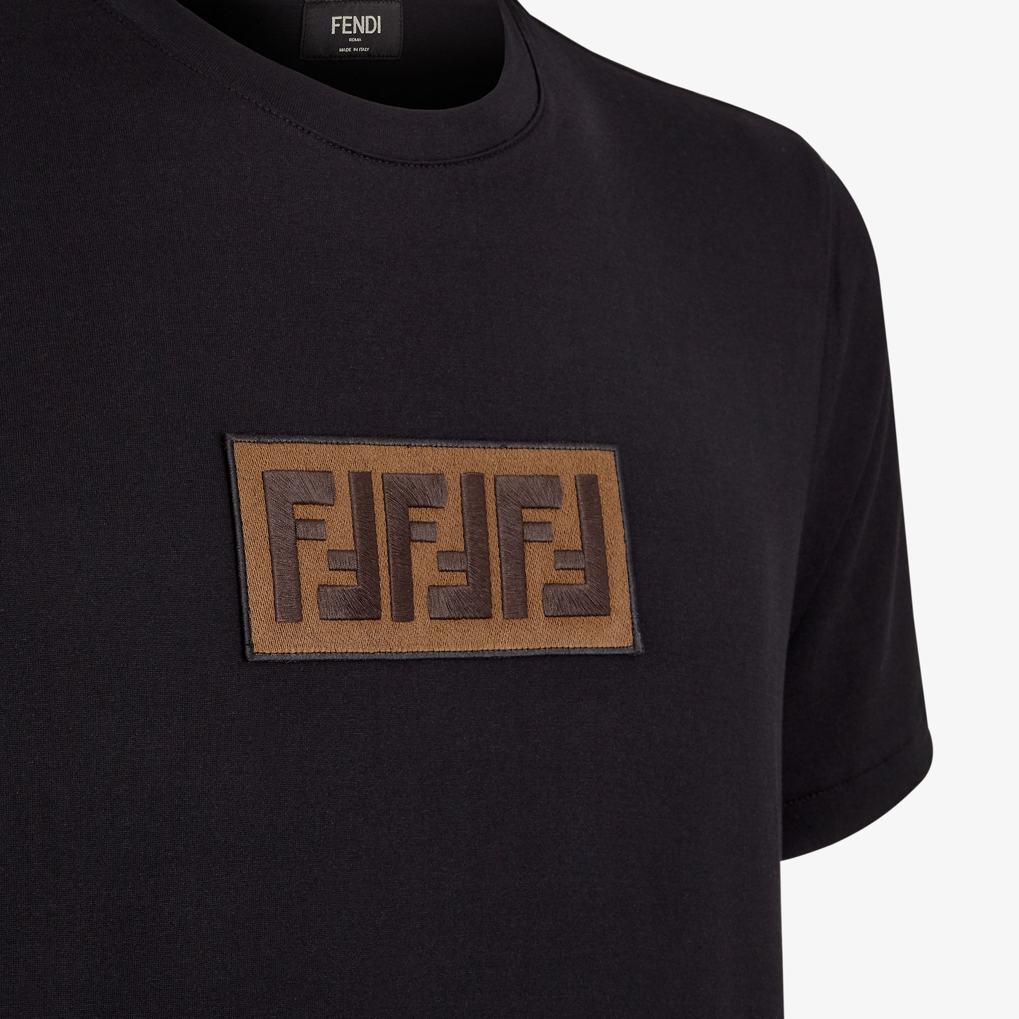 Tシャツ - ブラックコットン Tシャツ | Fendi