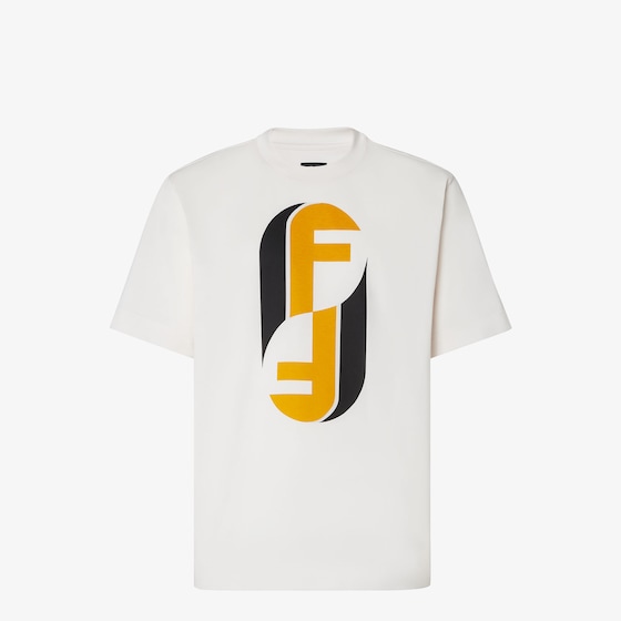 Fendi Beige Crewneck Logo T-shirt In White