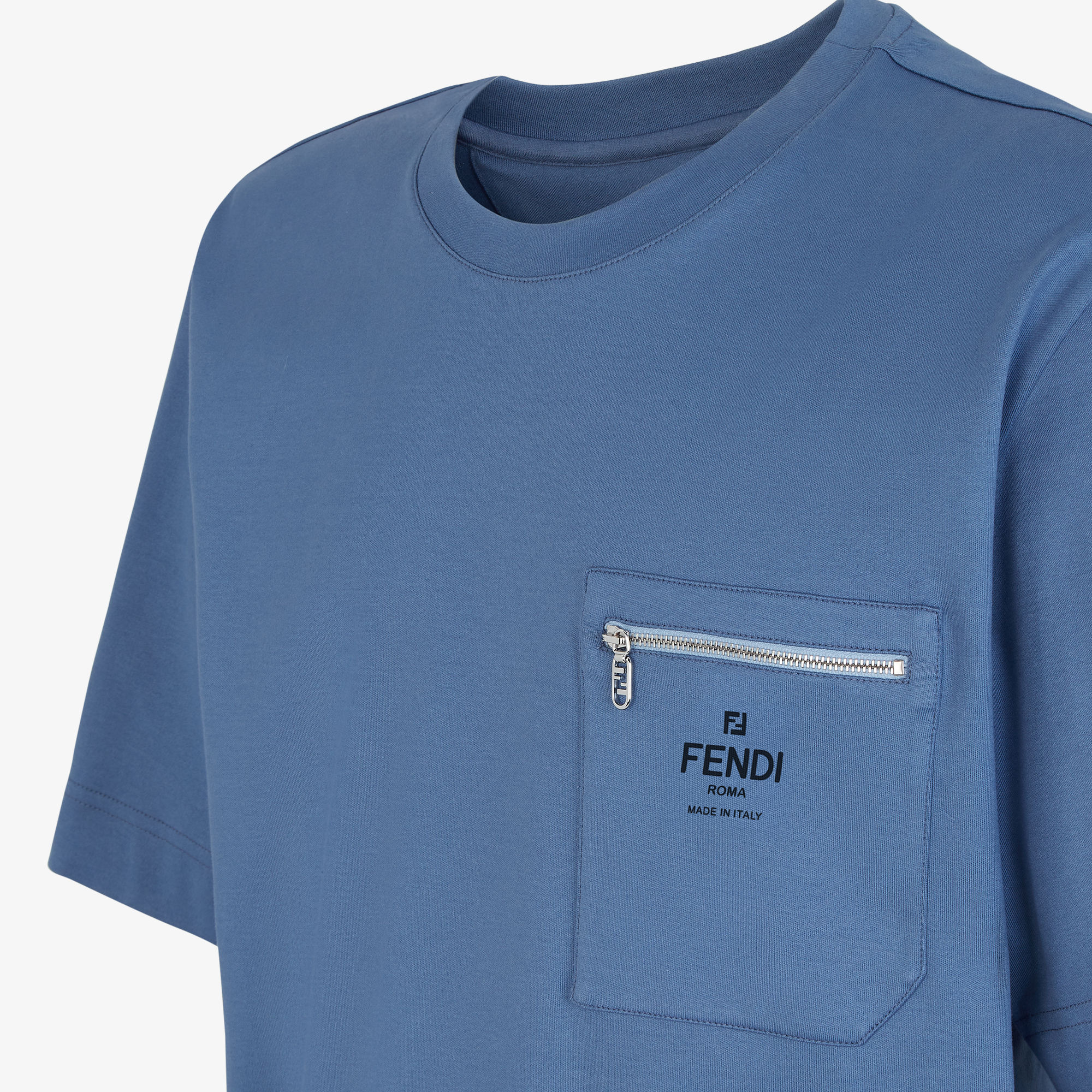 T Shirt T shirt in cotone blu Fendi