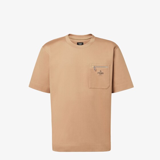 Fendi Zip-pocket T-shirt In Brown