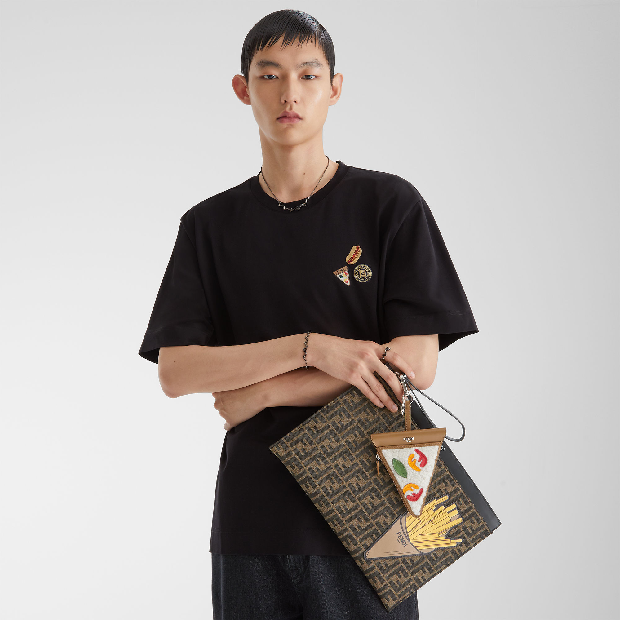 Tシャツ - ブラックコットン Fendilicious Tシャツ | Fendi