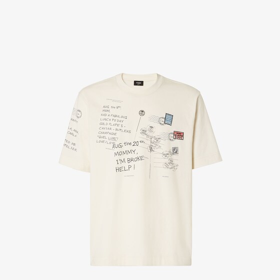 Fendi Graphic Print Crew Neck T-shirt In Neutral