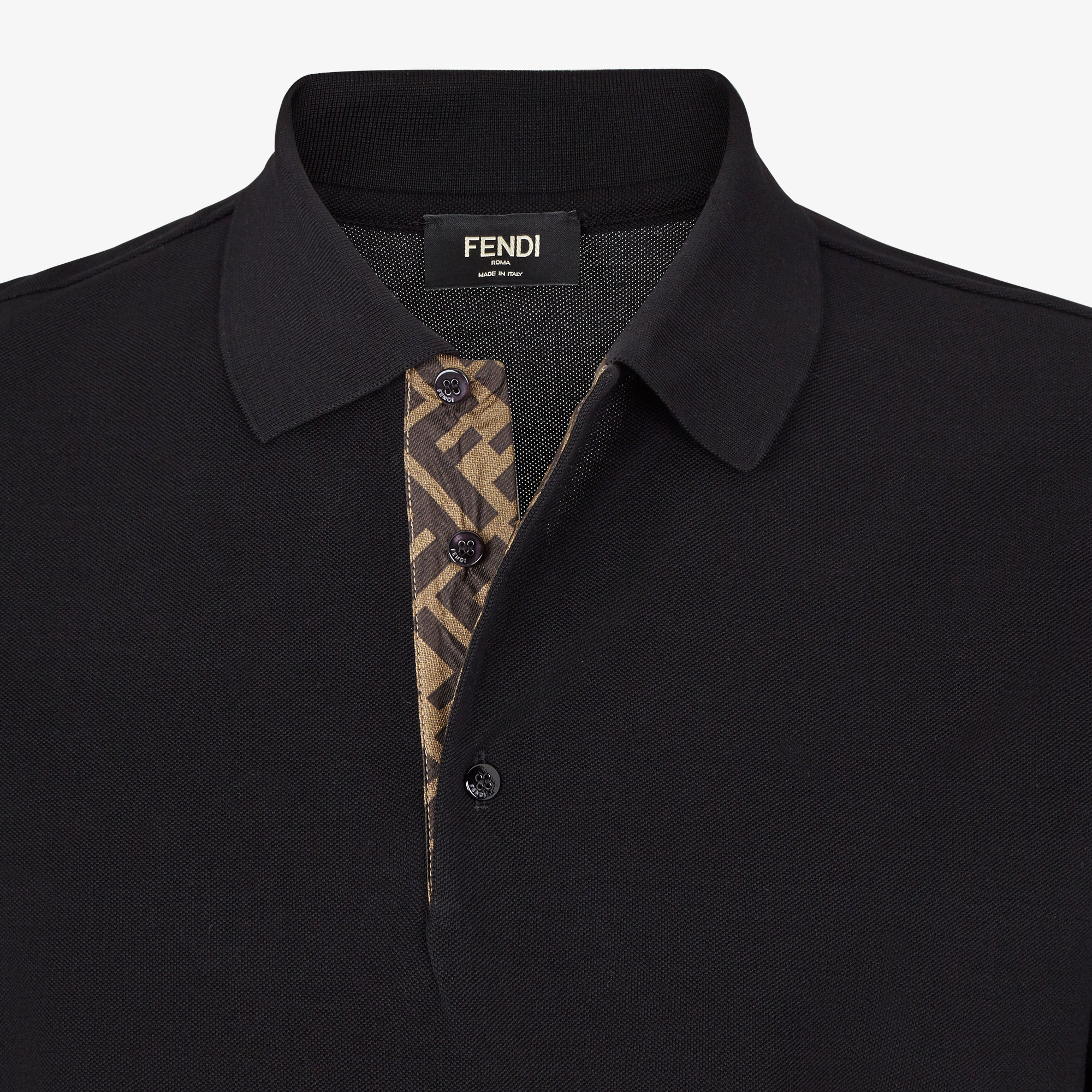 Polo Shirt - Black piqué polo shirt | Fendi