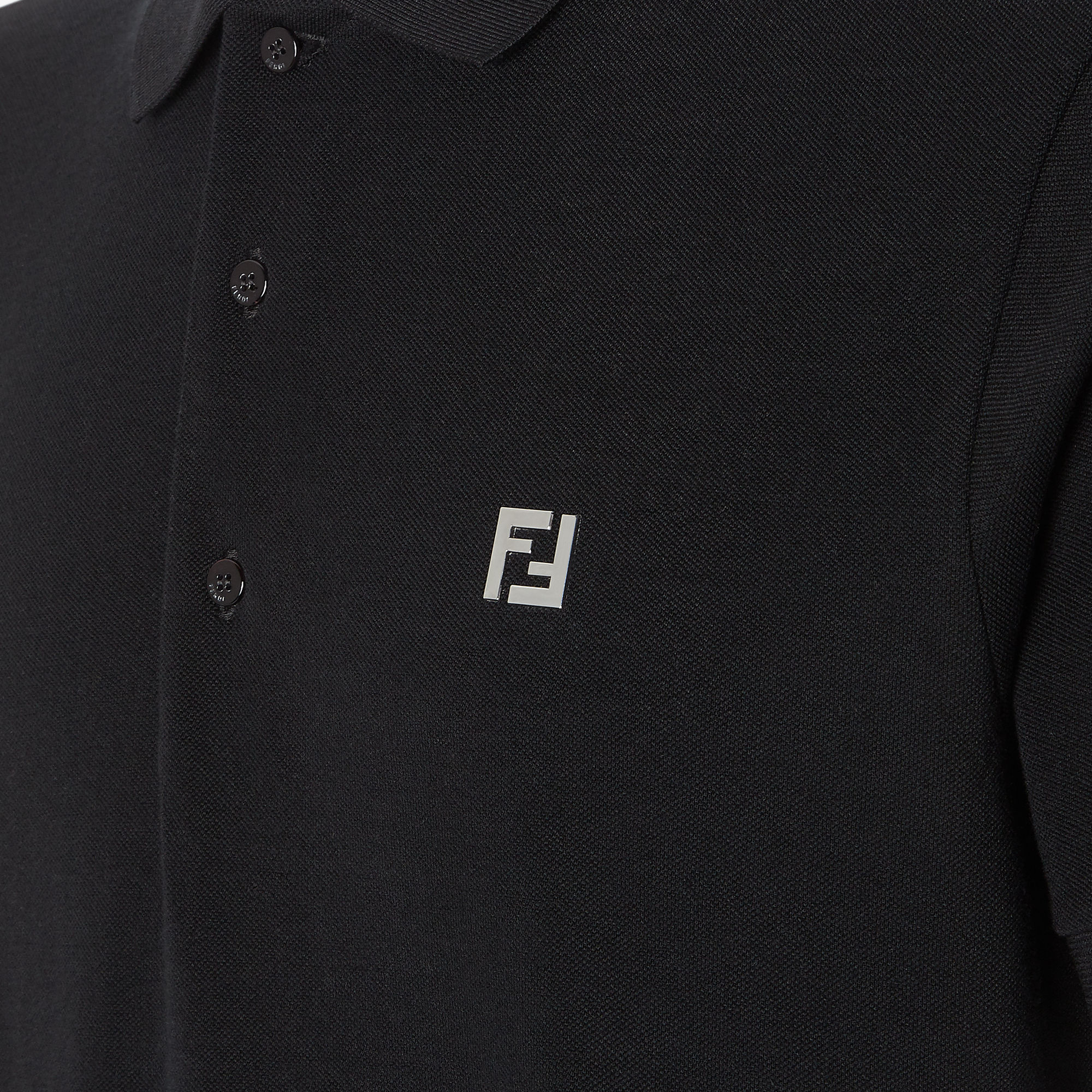 Tシャツ・カットソー FENDI SS25 Black piquet polo shirt  (FY0985AUA5 F0QA1) FENDI SS25 Black piquet polo shirt (FY0985AUA5 F0QA1) (FENDI