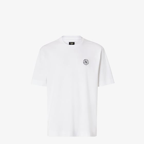 Fendi Men Cotton T-shirt With Ff Embroidery In White