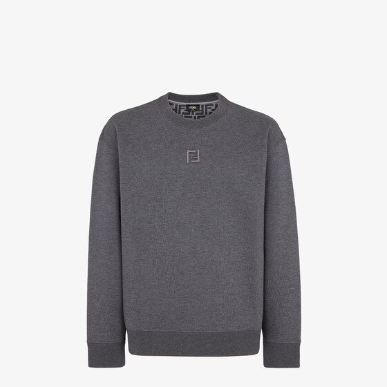 Fendi Cotton Crew Neck Sweatshirt In Gray