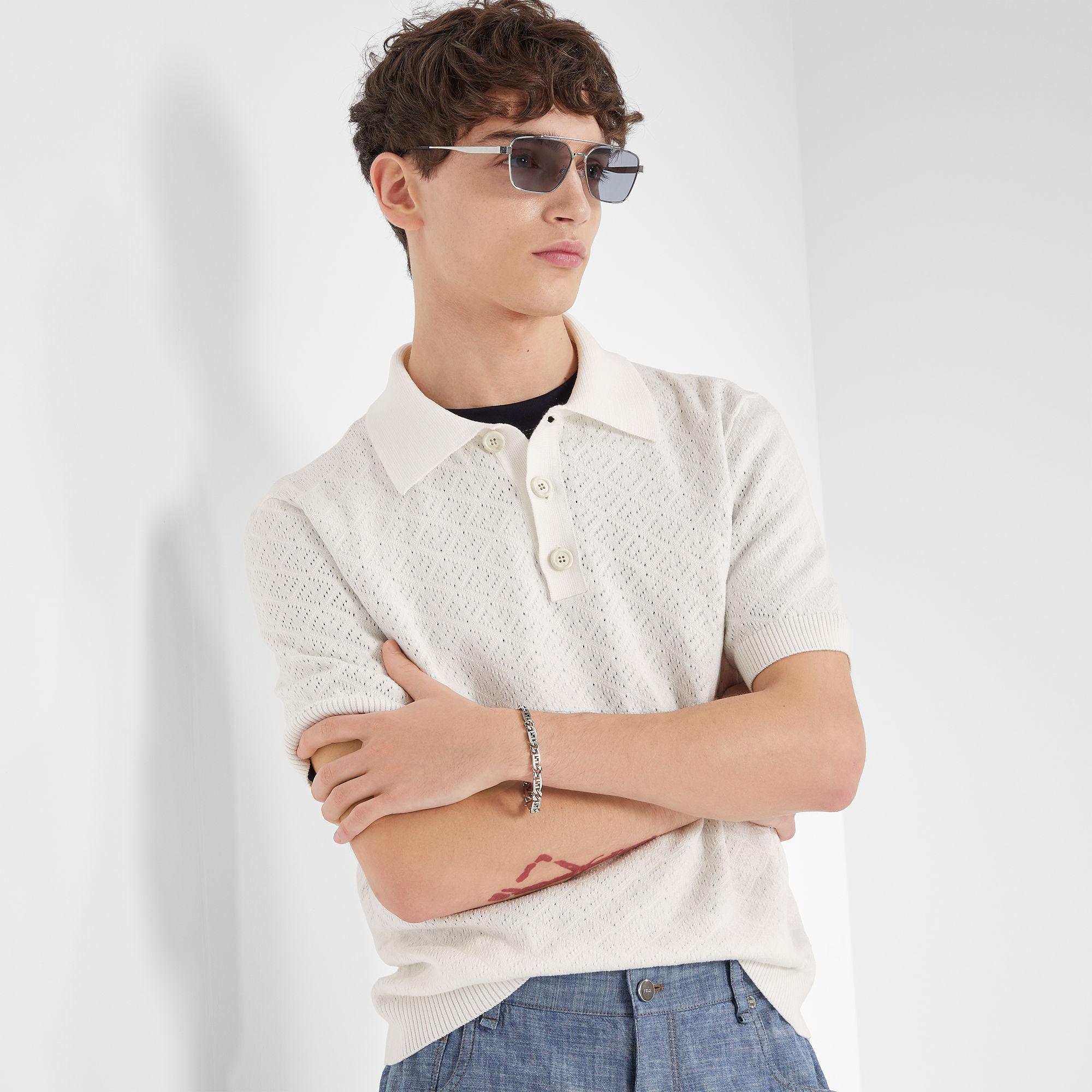 ポロシャツ コットン ホワイト | Fendi