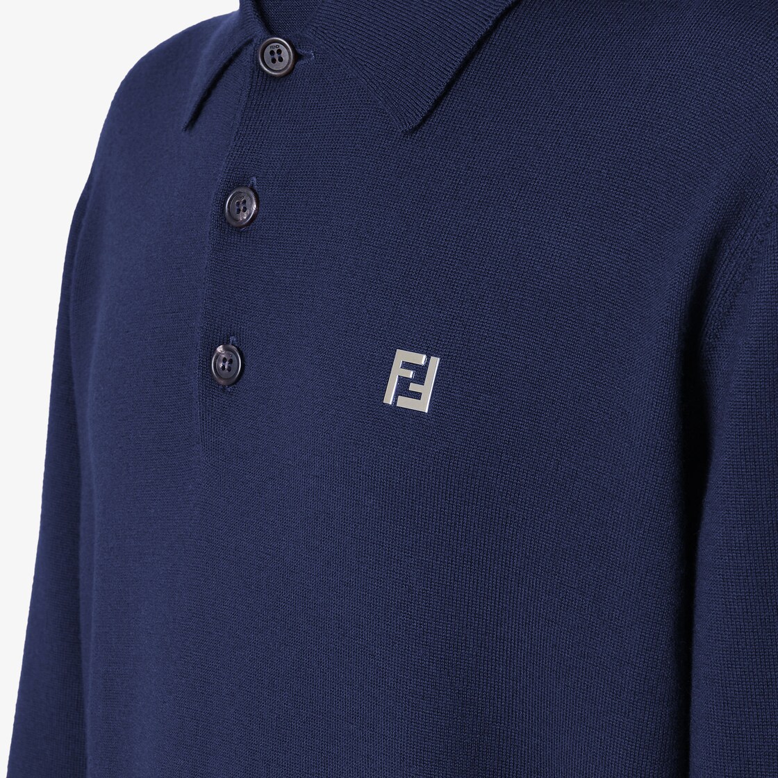 Polo Shirt Blue wool polo shirt Blue - Image 3/3