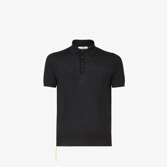 Fendi Short-sleeved polo shirt customised with contrasting yellow
