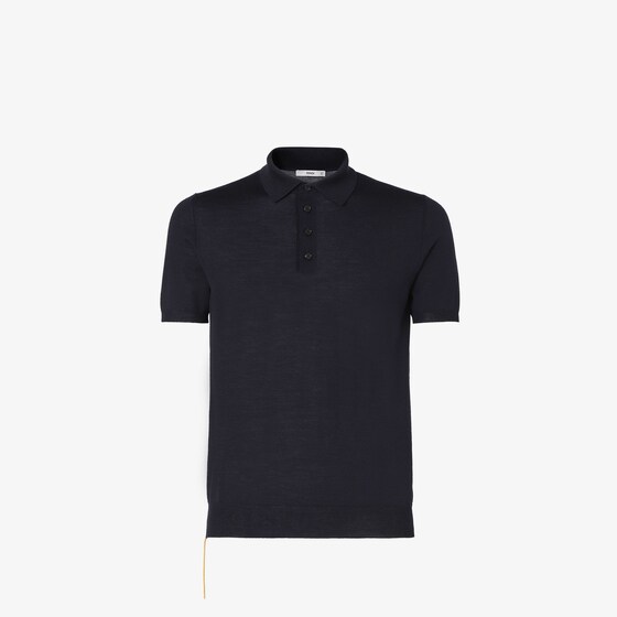 Fendi Short-sleeved polo shirt customised with contrasting yellow