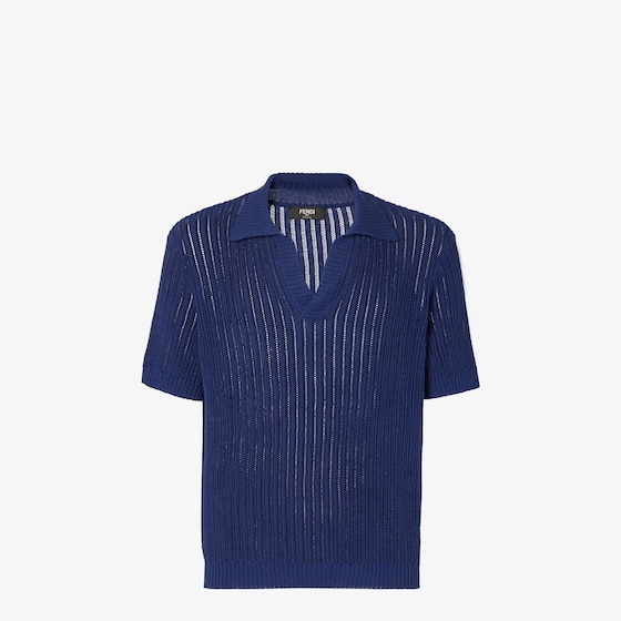 Fendi Short-sleeved jumper with an open, buttonless polo collar