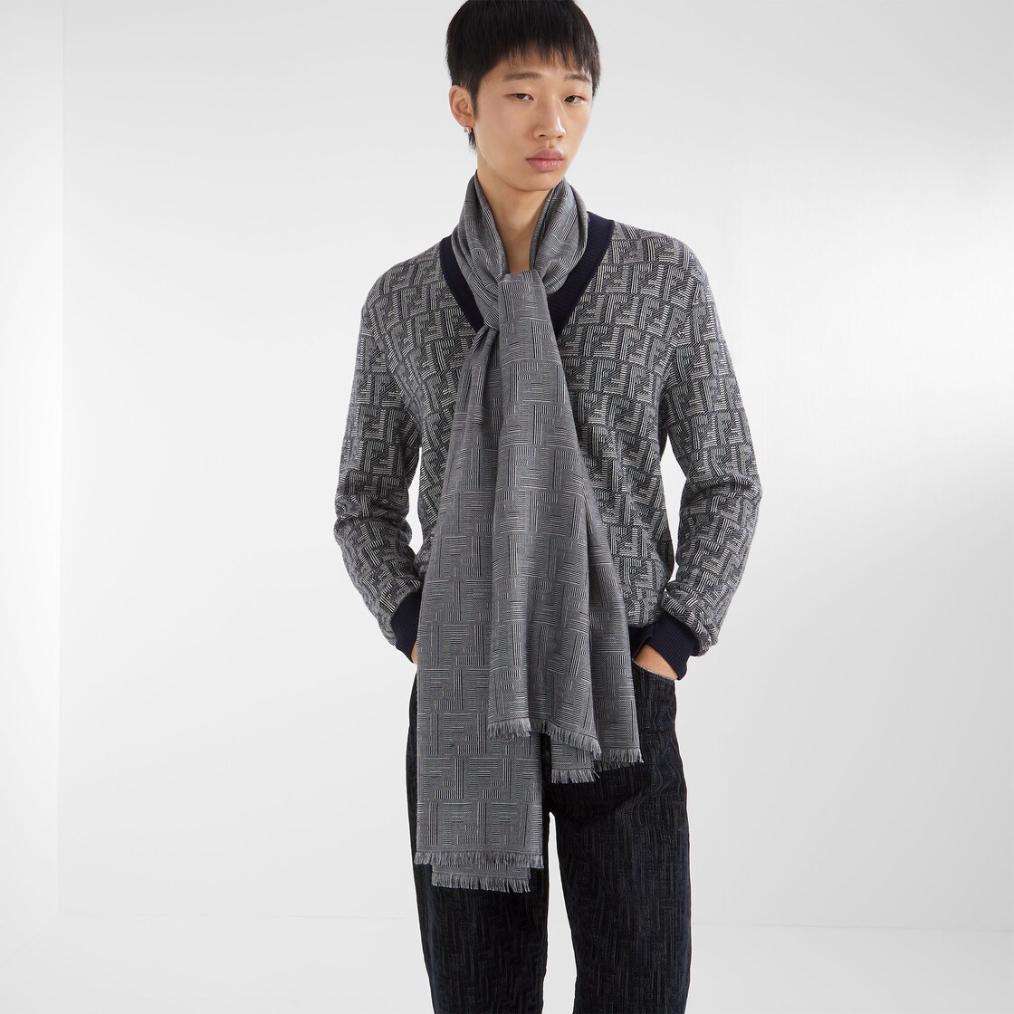 カーディガン - ブルーウール カーディガン | Fendi 