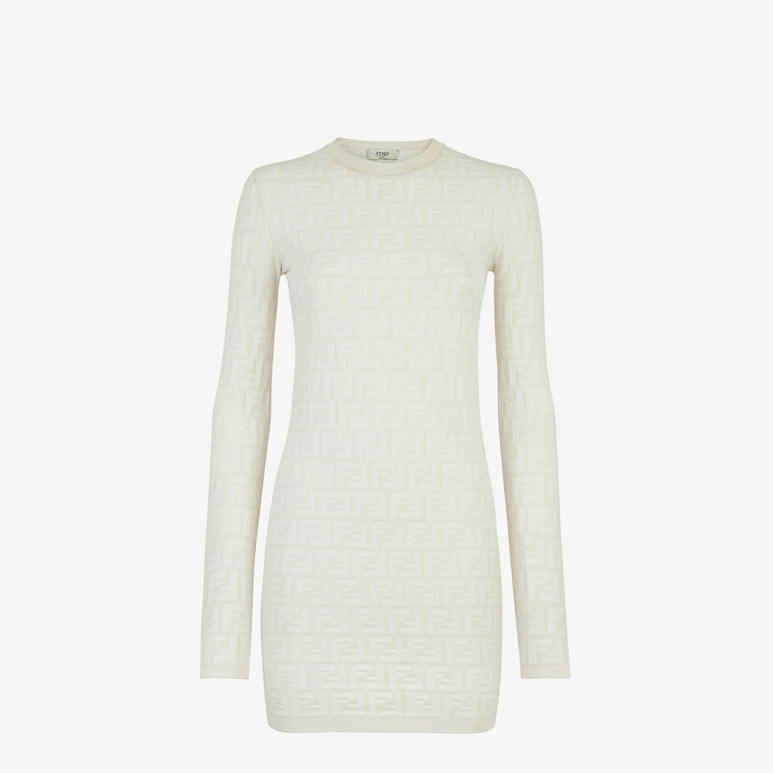 White FF logo-jacquard sleeveless mini dress, Fendi