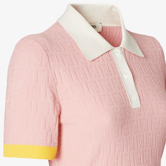 Fendi Close-fitting short dress with classic buttoned polo collar | Thumbnail 3