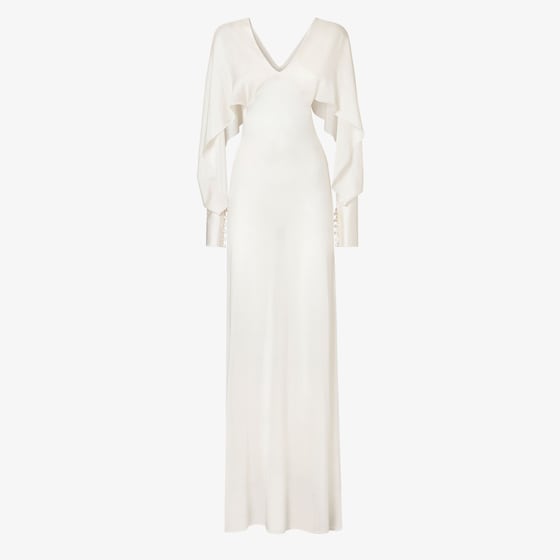 Fendi Long dress with a flowing silhouette, featuring cape