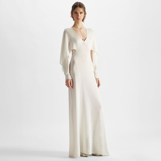 Fendi Long dress with a flowing silhouette, featuring cape | Thumbnail 4
