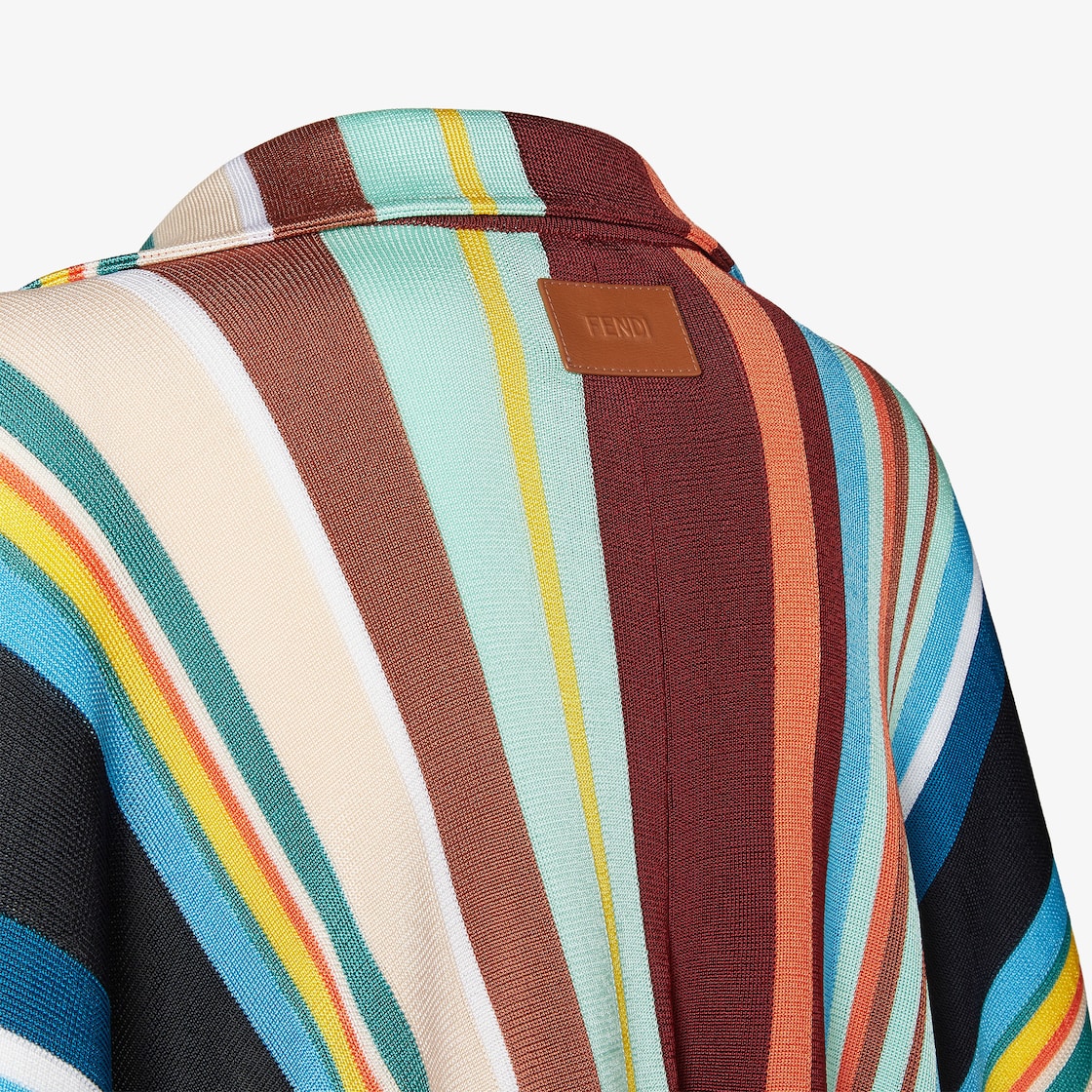Poncho Multicolour viscose yarn striped poncho Multicolour - Image 3/3