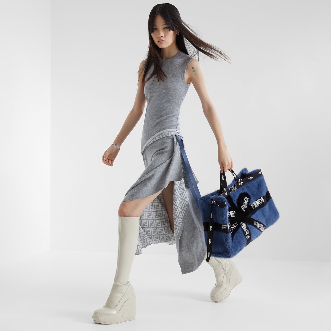 スカート - グレーウール スカート | Fendi