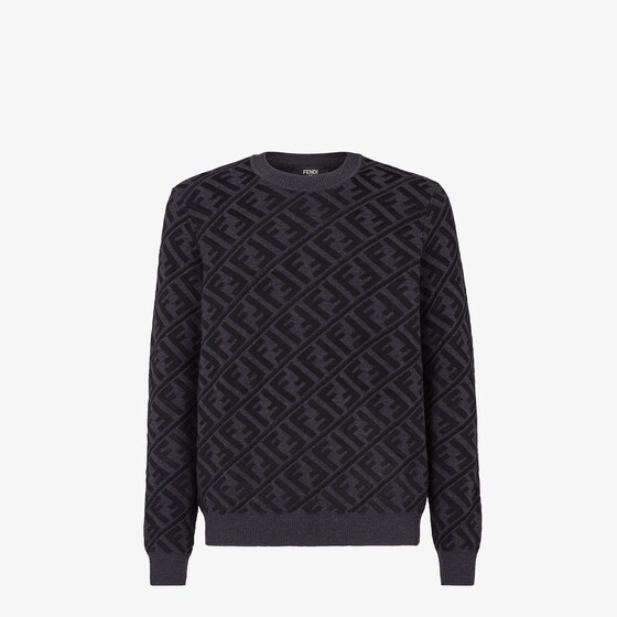 Fendi Ff Monogram-pattern Jumper In Black