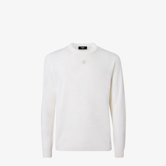 Fendi Men Wool Sweater In White