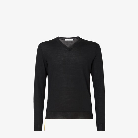Fendi Slim-fit long-sleeved jumper with a V-neck, customised