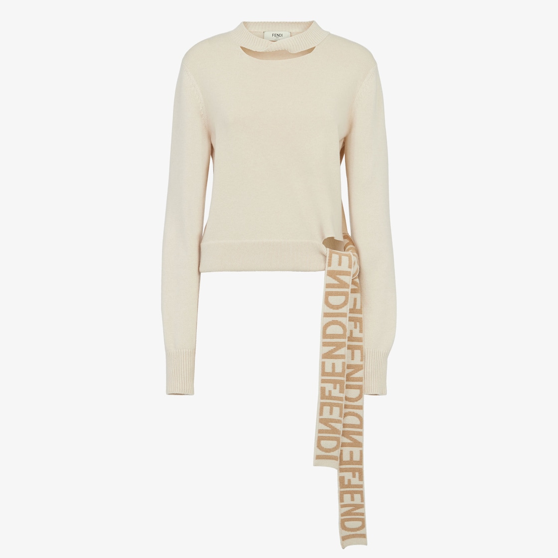 Sweater - Beige cashmere and wool sweater | Fendi