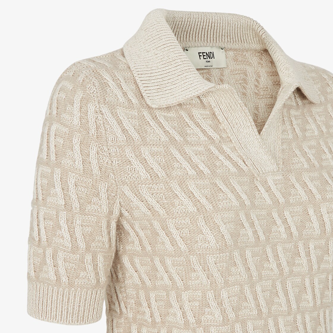 Jumper Beige FF wool and cashmere polo shirt Beige - Image 4/5