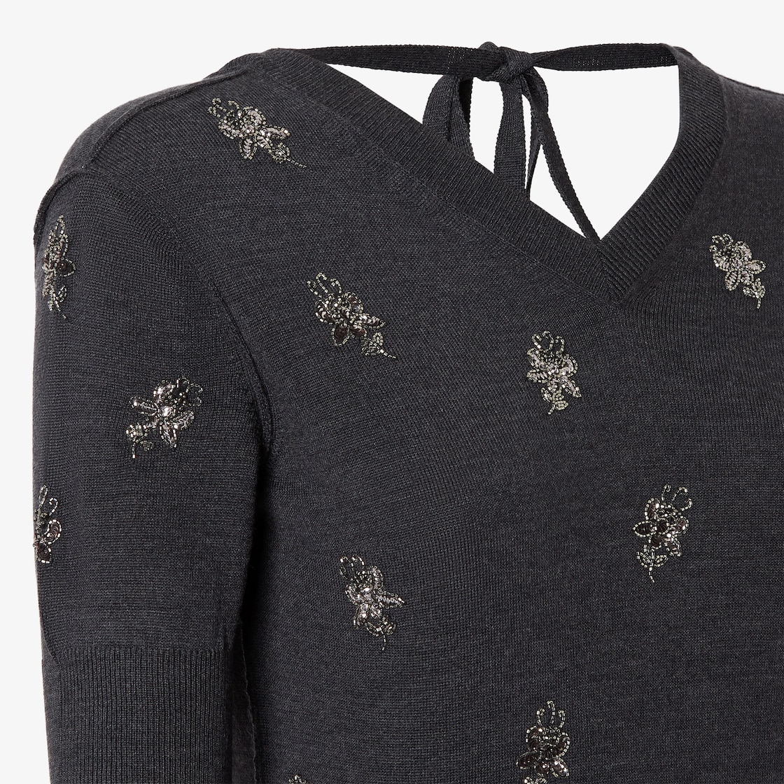 Jumper Black wool jumper with embroideries Black - Image 3/3