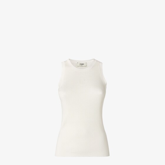 Fendi Top In Misto Seta Avorio Donna In White