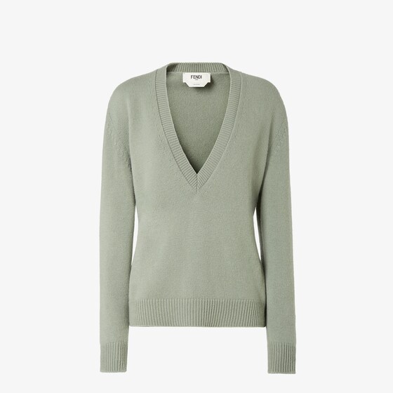 Fendi Green Cashmere Pullover In Green