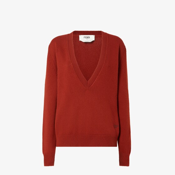 Fendi Rust Cashmere Pullover In Red