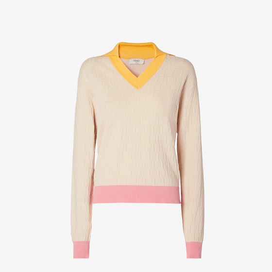 Fendi Long-sleeved jumper with collar, V-neck and a double layer