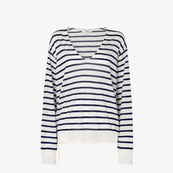 Fendi Nautical-inspired jumper with a deep V-neck and wide