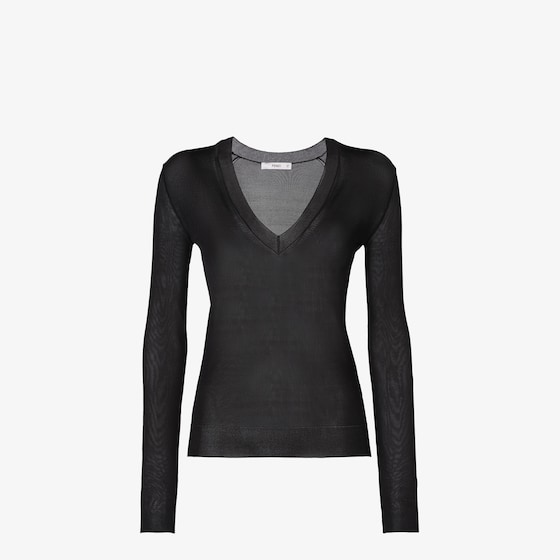 Fendi V-neck, slim-fit long-sleeved top