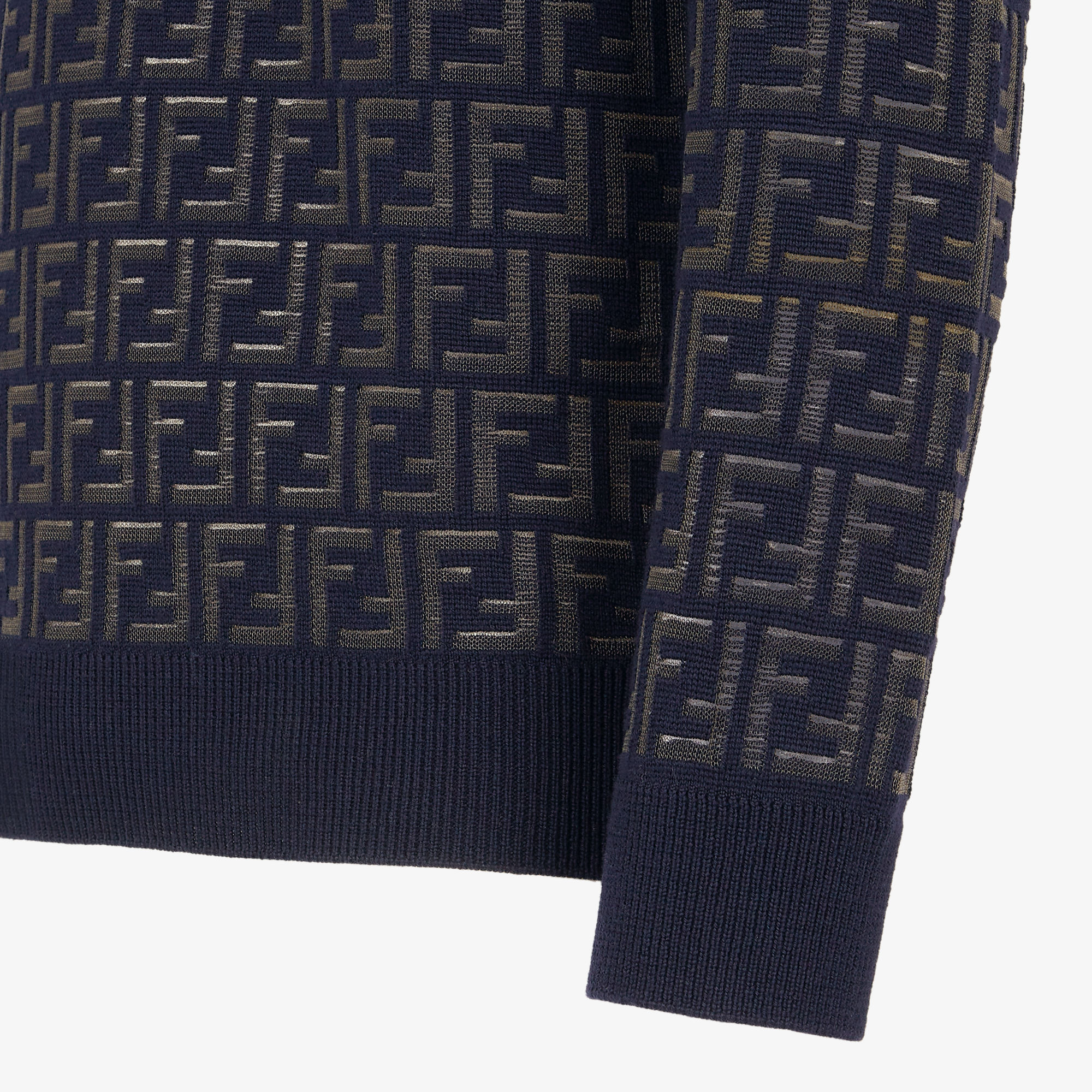 Pullover - Blue wool and FF nylon jumper | Fendi