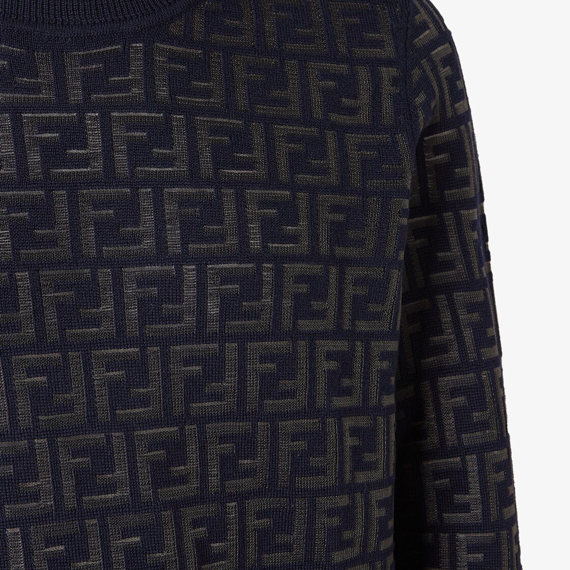 Sweater Blue wool and FF nylon pullover Fendi