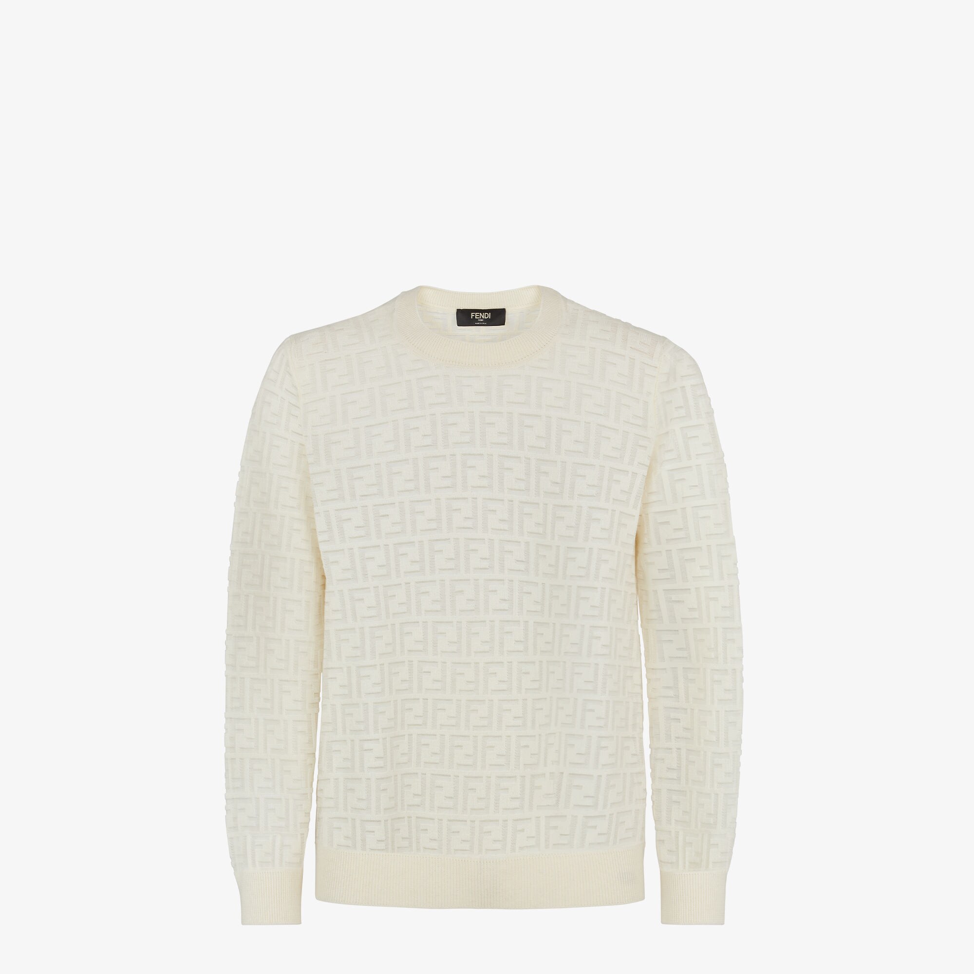 Pullover - White wool and FF nylon jersey | Fendi