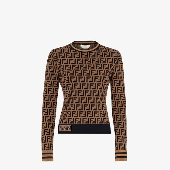Fendi Long-sleeved fitted knit top
