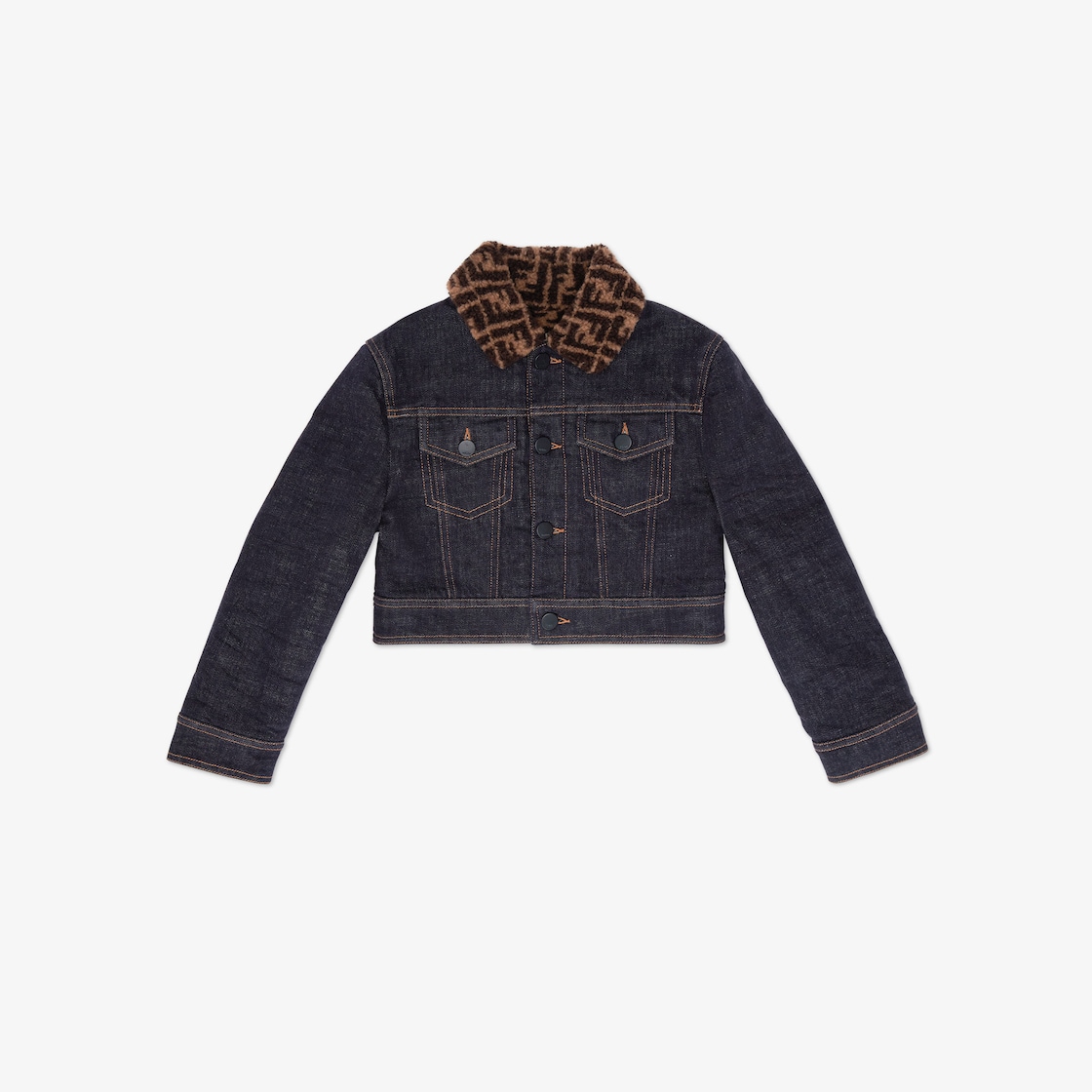 Junior Denim Jacket - Denim cropped junior jacket with logo lining